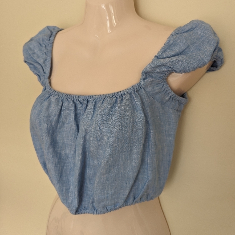 Aritzia Wilfred ethereal linen top small blue - Picture 9 of 14
